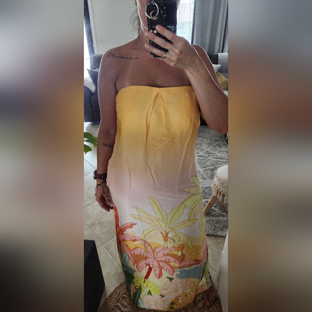 Farm Rio X Anthropologie Strapless Maxi Dress